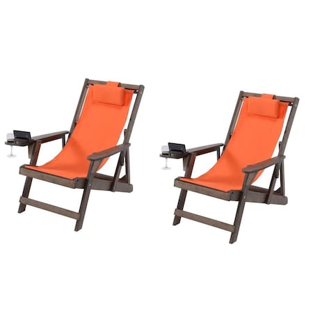 Cama Romantic Collection Canvas Sling Chair with Cup and Wine Holder Set of 2 CA2820363